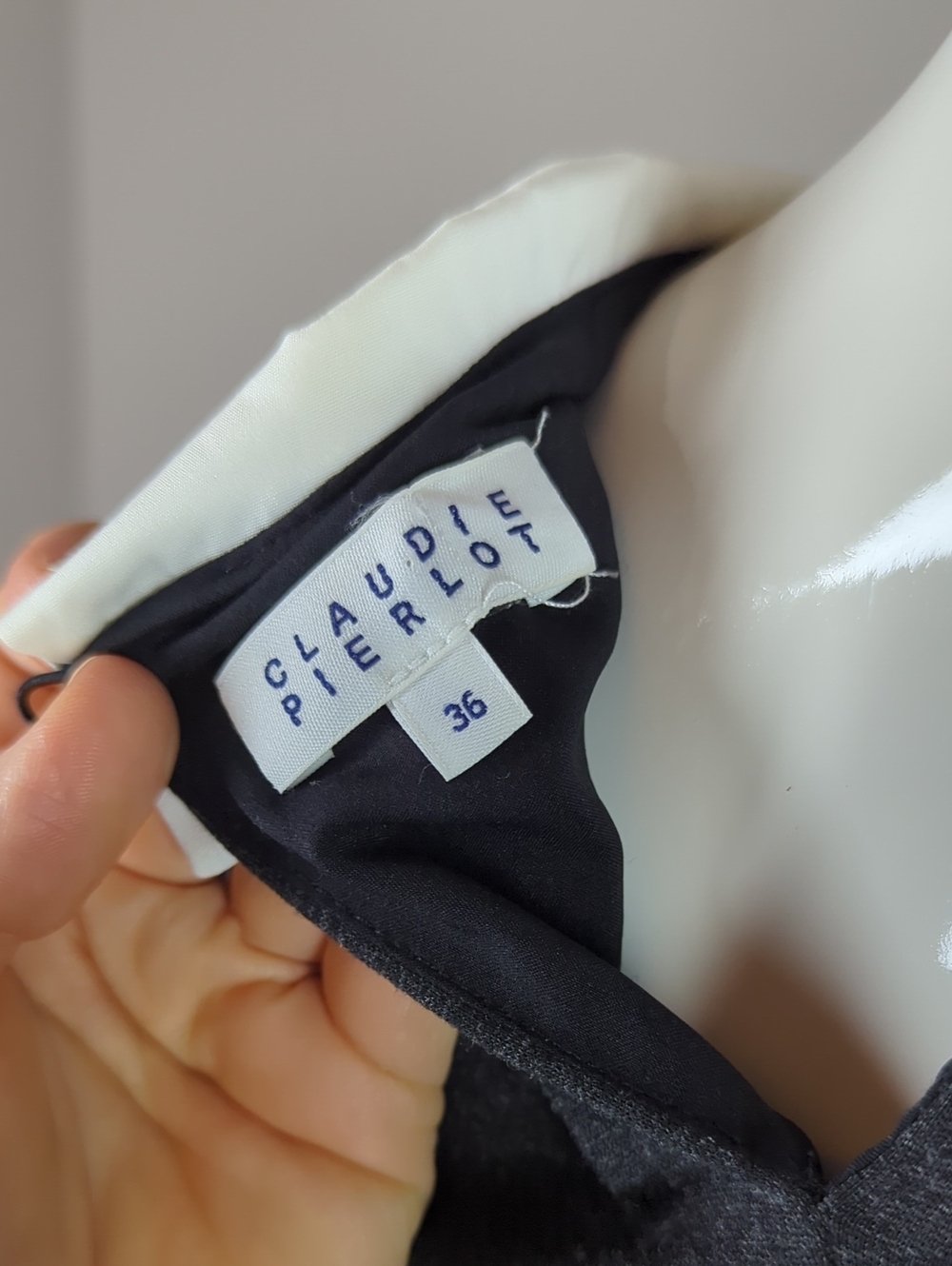 Claudie Pierlot Grey "Moi et Toi" Embroidered Collared Skater Mini Dress - Picture 9 of 9
